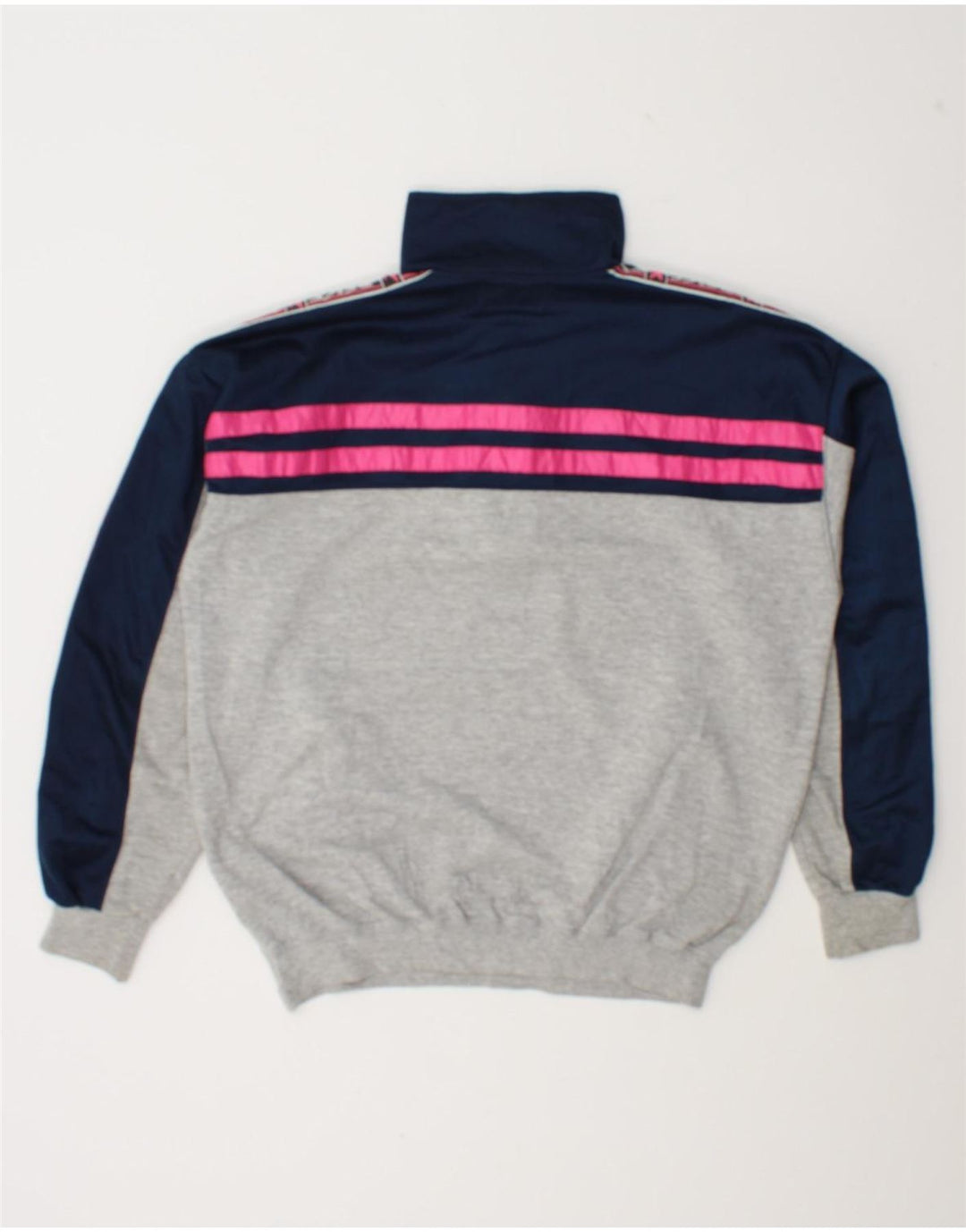 ASICS Hombre Graphic Zip Neck Sudadera Jumper Gris Medio Colorblock