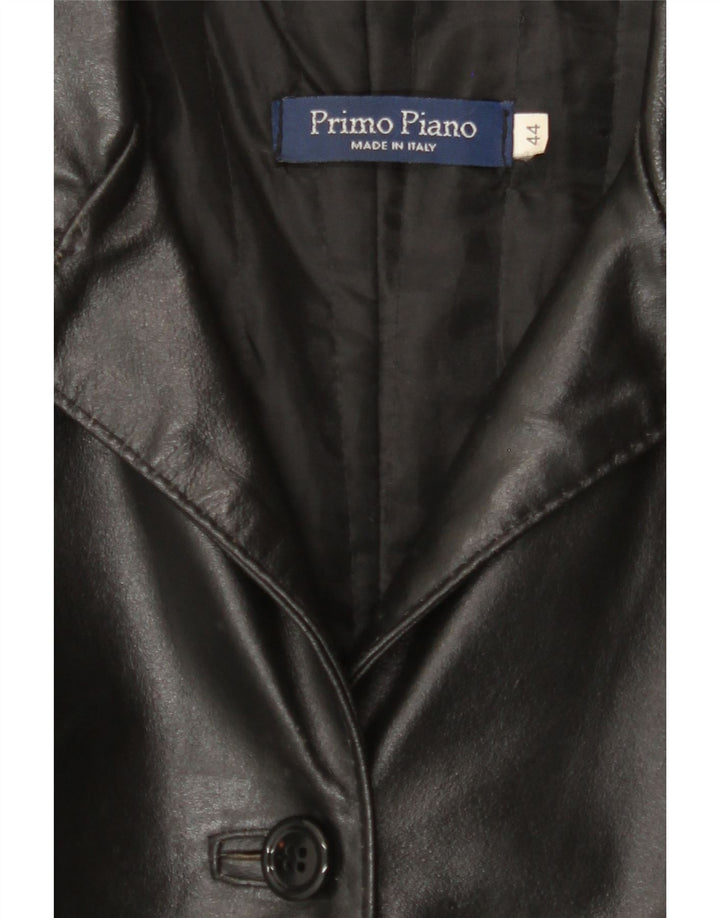 VINTAGE Womens Leather Coat IT 44 Medium Black Leather Vintage Vintage and Second-Hand Vintage from Messina Hembry 