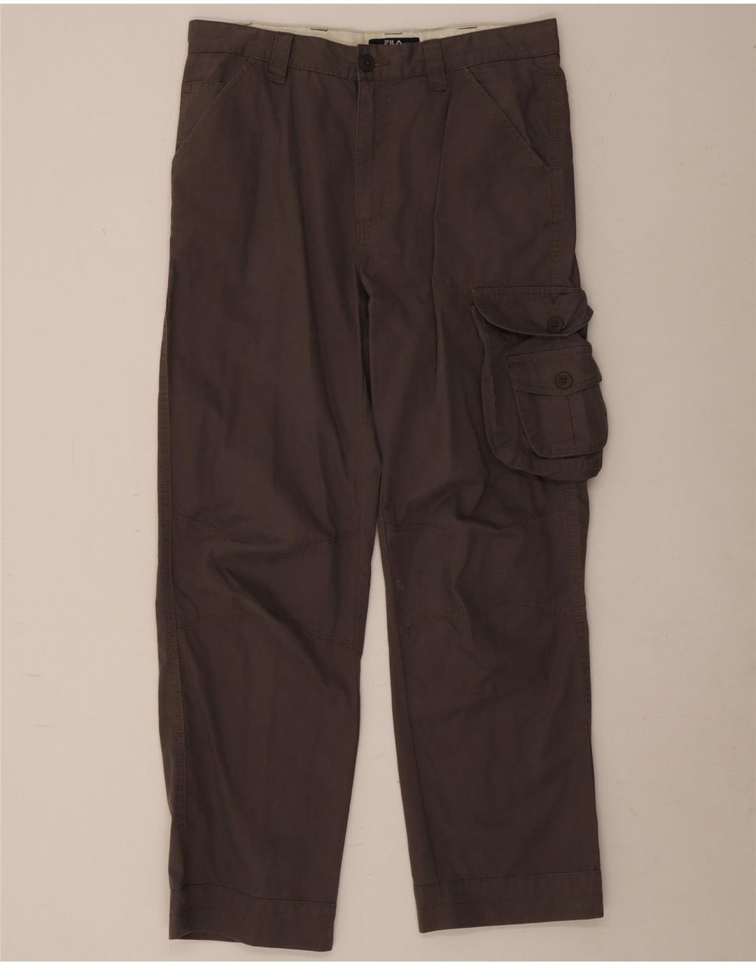 Fila Pantalón cargo recto para hombre W32 L28 Algodón marrón