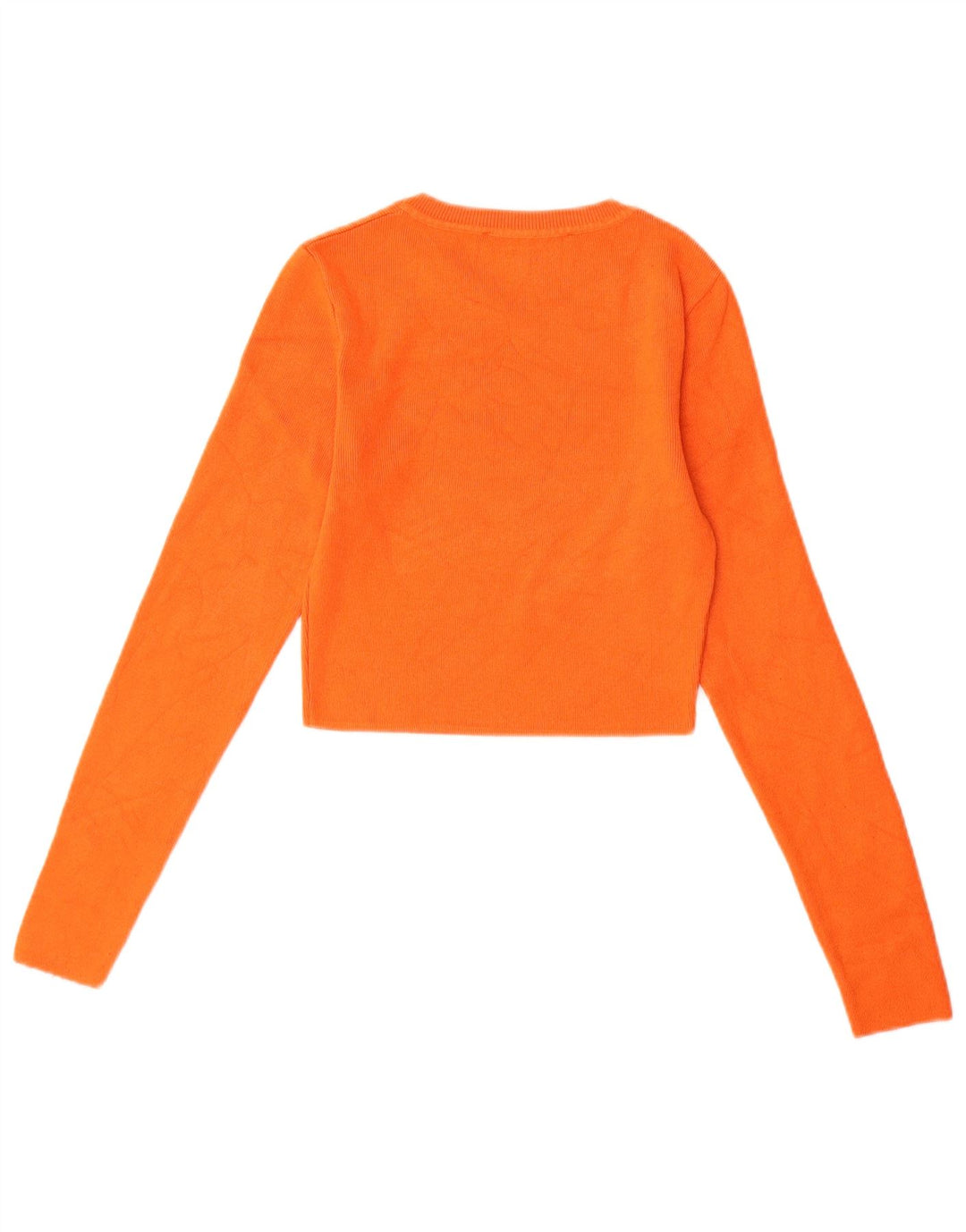 ZARA Jersey Corto con Cuello Barco para Mujer UK 8 Small Naranja