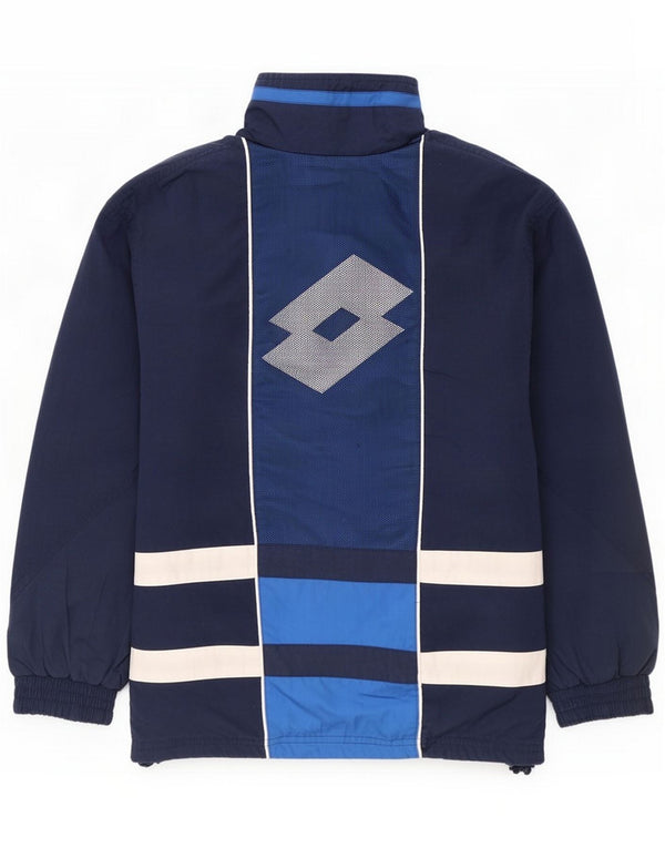 Lotto Chaqueta superior de chándal para hombre Small Azul marino Algodón con bloques de color