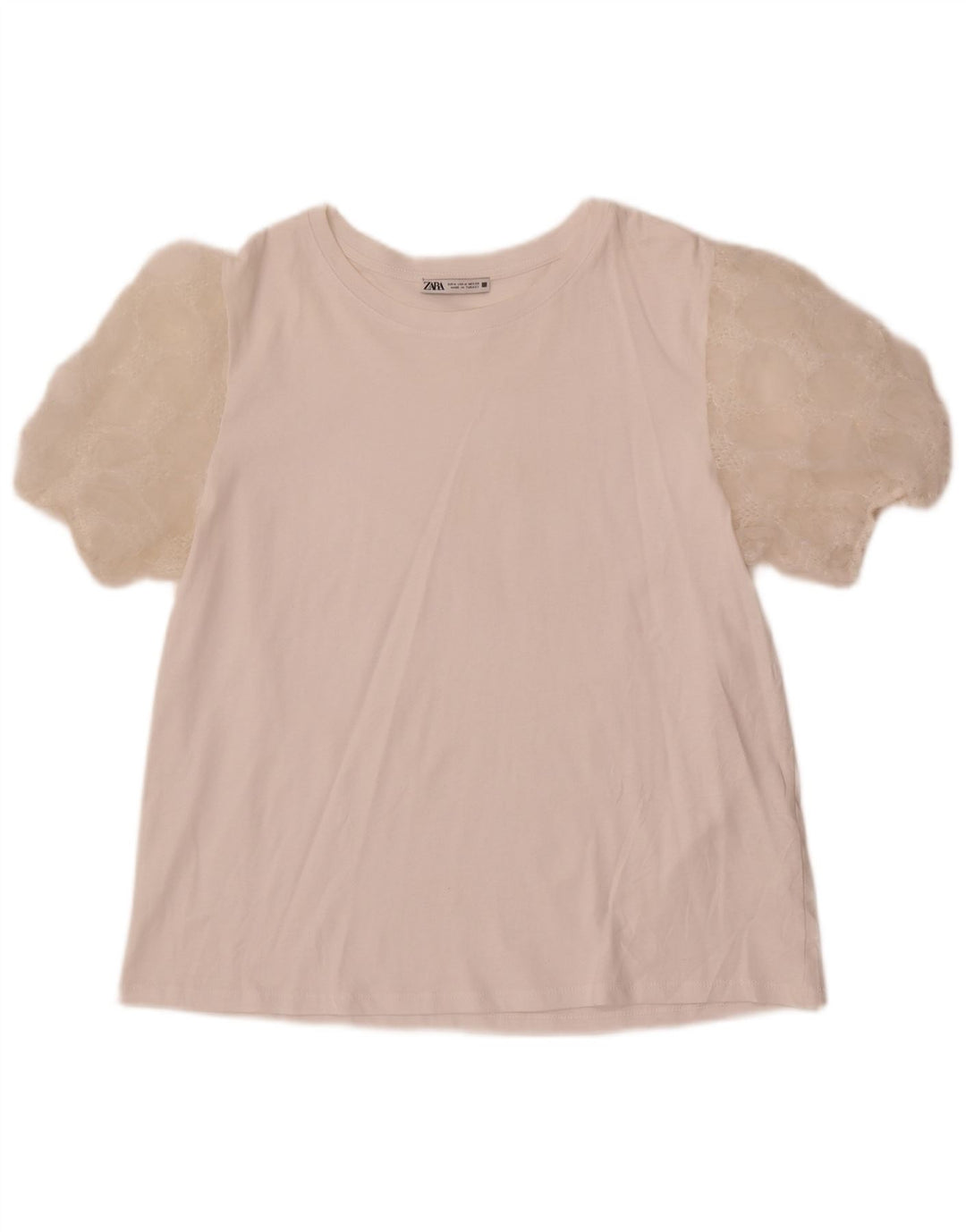 Zara Mujer Blusa Top UK 44 Mediano Blanco Algodón