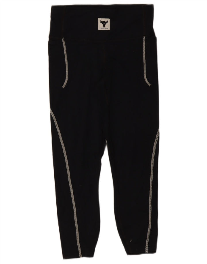 Under Armour Leggings Capri Project Rock para Mujer Reino Unido 8 Small Nylon Negro