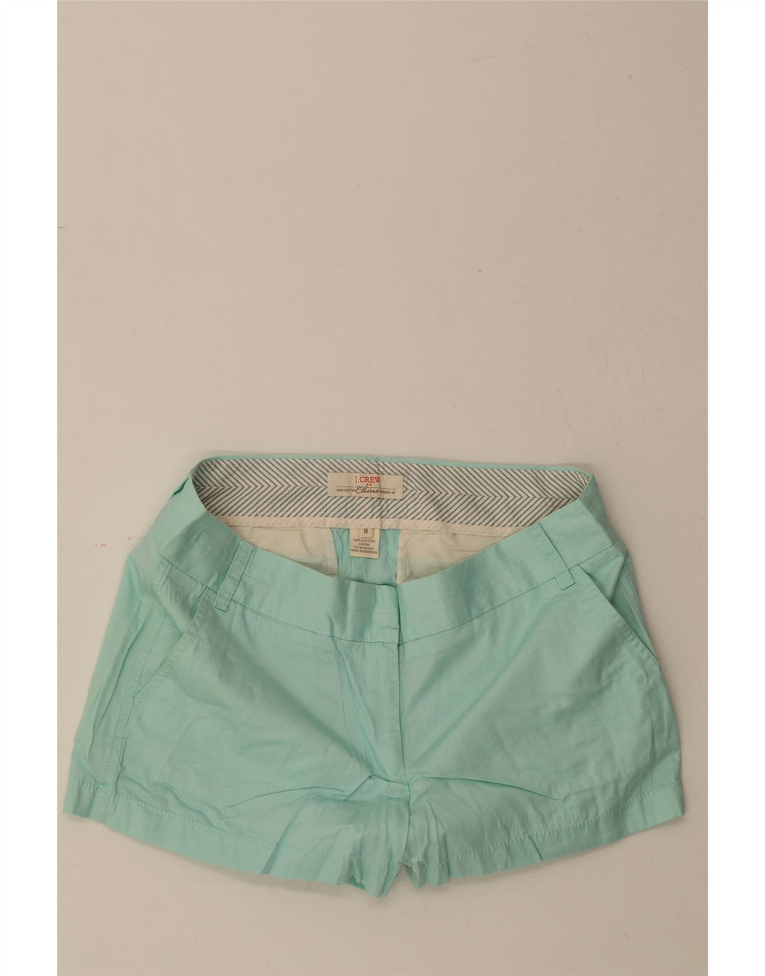 J. CREW Womens Broken In Chino Shorts US 8 Medium W30 Turquoise Cotton Vintage J. Crew and Second-Hand J. Crew from Messina Hembry 