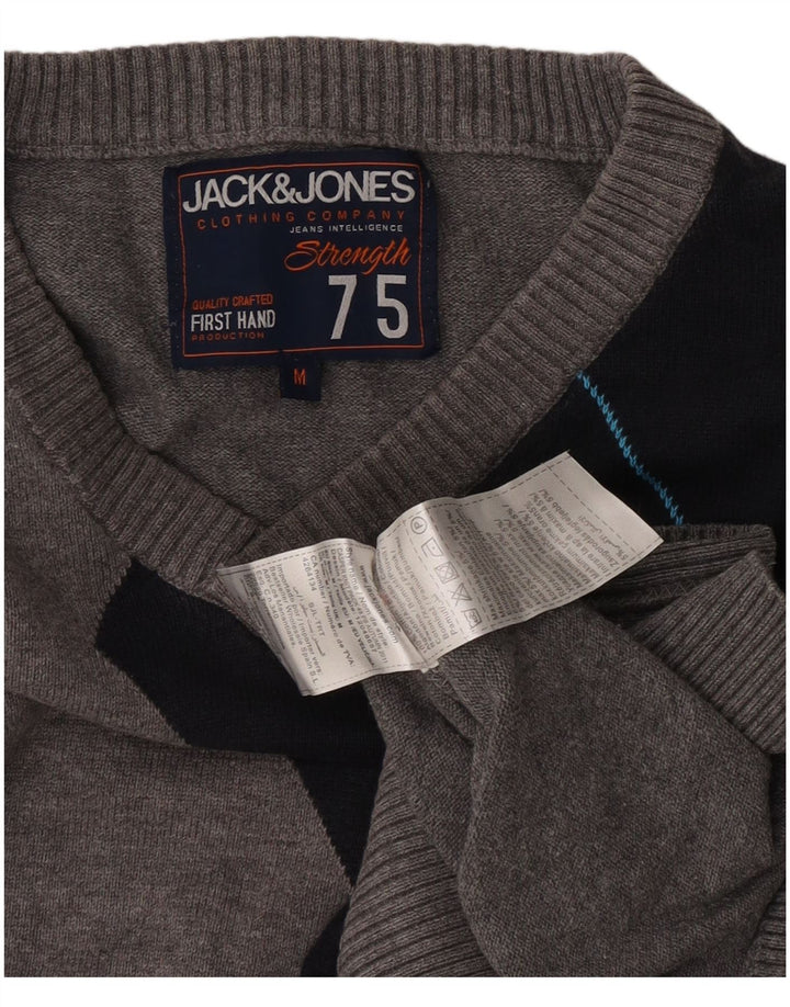 Jack & Jones Hombre Jersey Con Cuello En V De Algodón Color Block Gris Medio