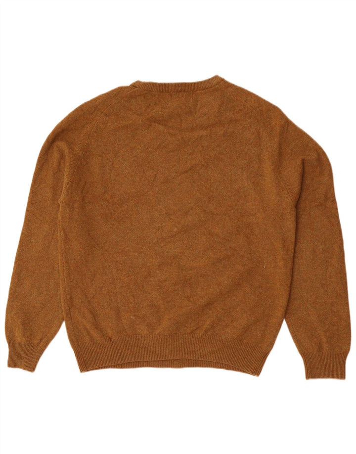 Marks & Spencer Jersey de cuello redondo para hombre de lana moteada marrón grande
