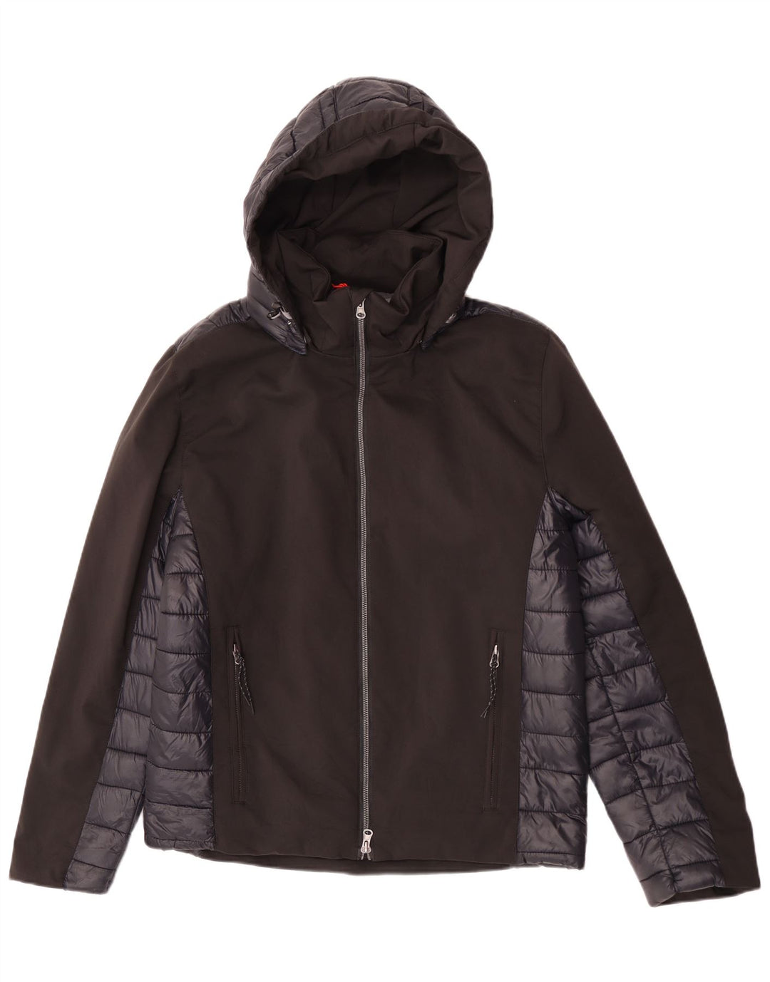 Brugi Chaqueta acolchada con capucha para hombre UK 40 Large Poliéster color negro