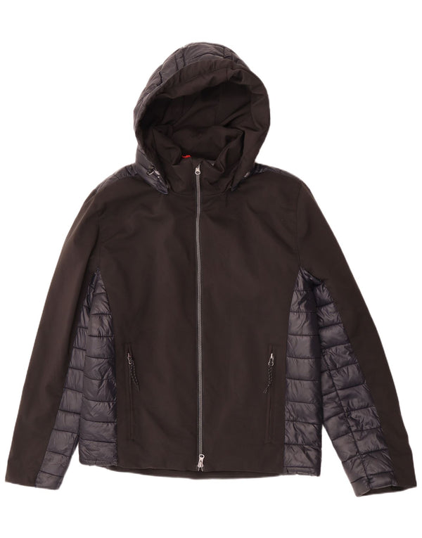 Brugi Chaqueta acolchada con capucha para hombre UK 40 Large Poliéster color negro