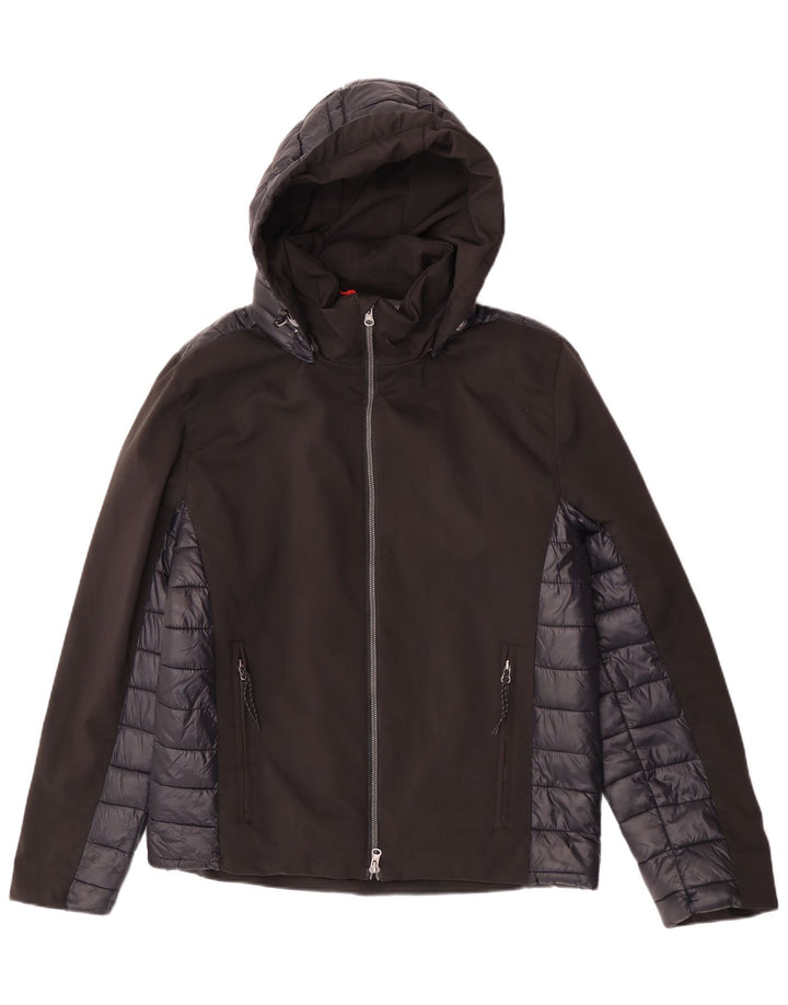 Brugi Chaqueta acolchada con capucha para hombre UK 40 Large Poliéster color negro