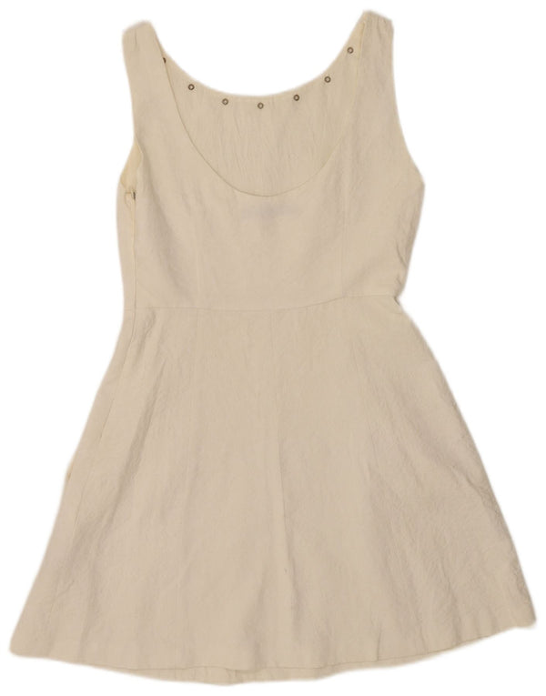 Zara Vestido Acampanado Sin Mangas para Mujer UK 42 Viscosa Blanca Mediana