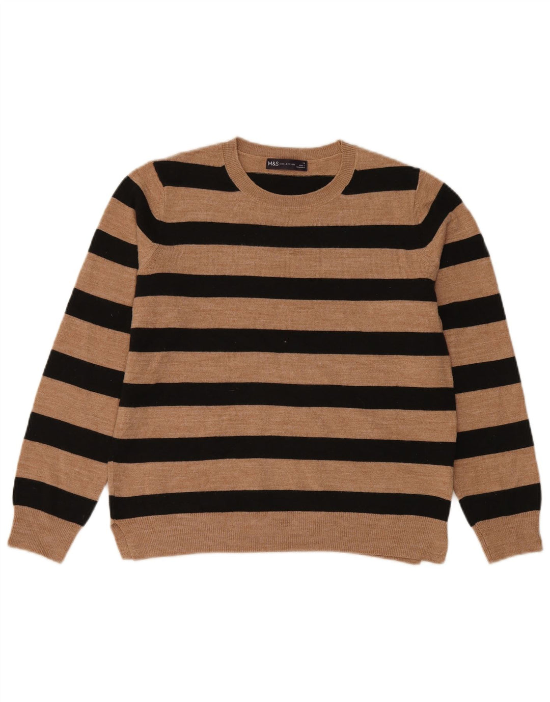 Marks & Spencer Jersey de cuello redondo para mujer UK 44 Marrón medio Rayas