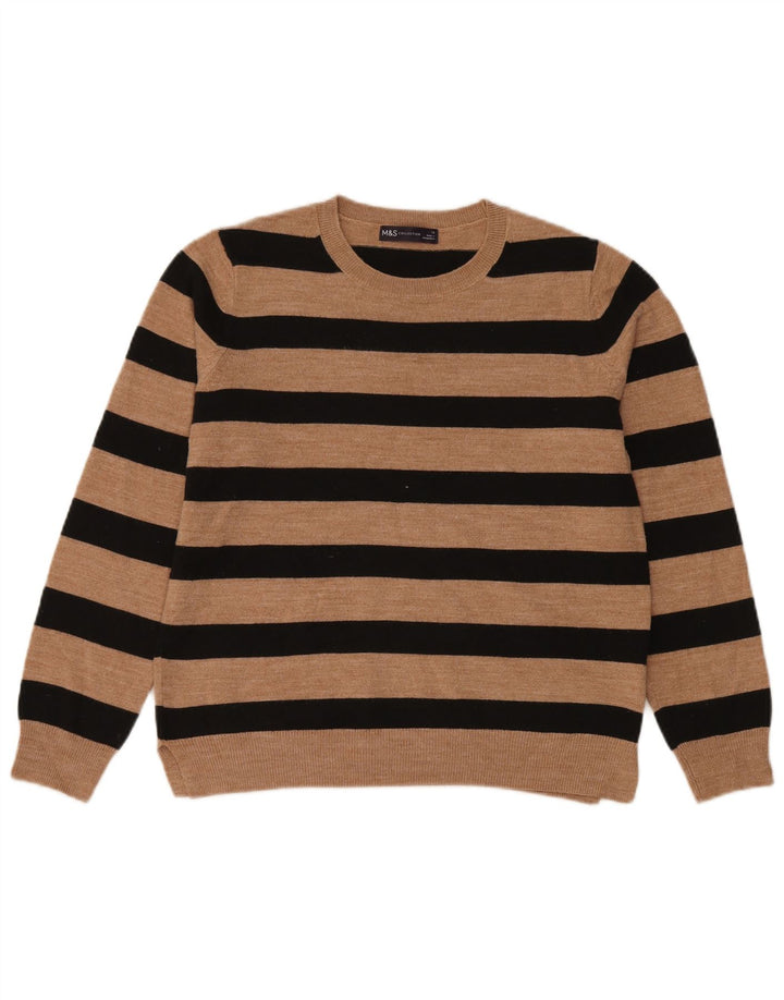 Marks & Spencer Jersey de cuello redondo para mujer UK 44 Marrón medio Rayas