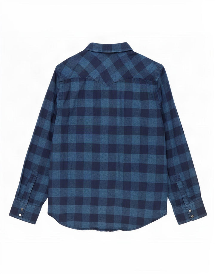 Levi's Camisa de franela occidental de algodón a cuadros en azul marino mediano