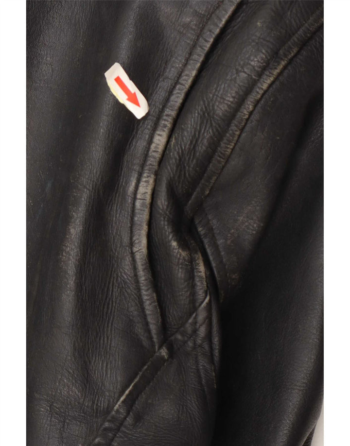 Sheep Land Chaqueta motera de cuero para hombre UK 36 Small Black