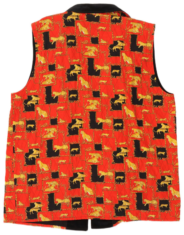 Vintage mujer sin mangas Blazer chaqueta EU 48 2XL rojo animal print