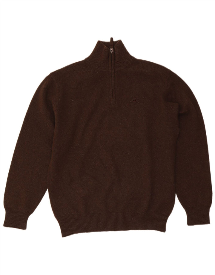 Kappa Hombre Jersey Con Cremallera En El Cuello Jersey De Lana Marrón Medio