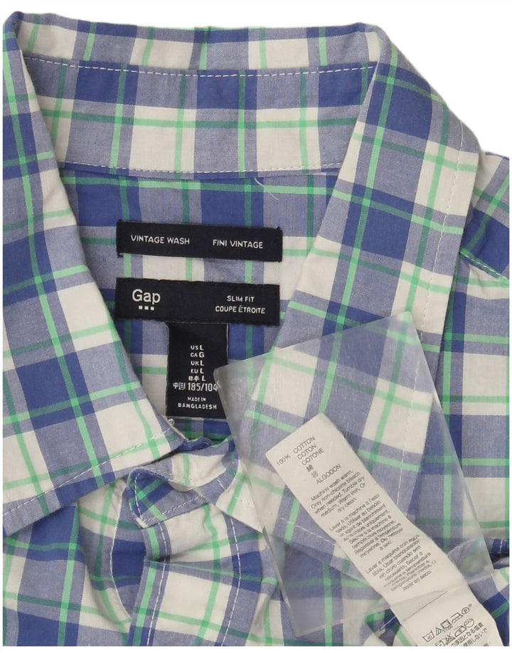 Camisa Gap Slim Fit De Algodón Con Cuadros Azules Grandes