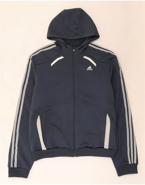 Adidas Hombre Climalite Zip Sudadera Con Capucha Suéter Grande Gris Colorblock Poliéster
