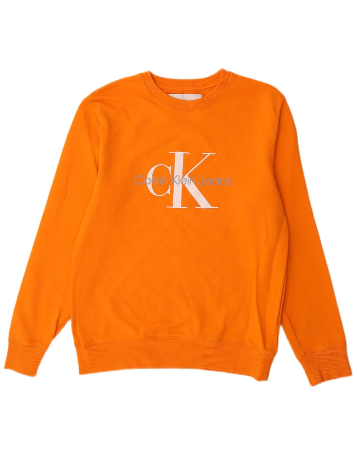 Calvin Klein Jeans Hombre Sudadera Gráfica Jumper Algodón Naranja Mediano