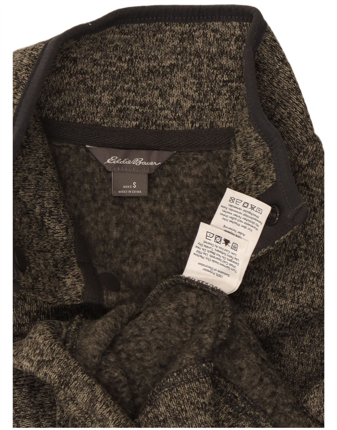Eddie Bauer Sudadera con cuello y botones para hombre Jersey Pequeño Poliéster moteado gris