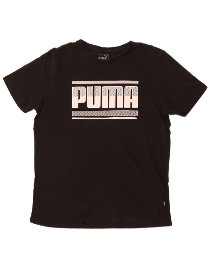 PUMA Camiseta gráfica para hombre Top grande de algodón negro