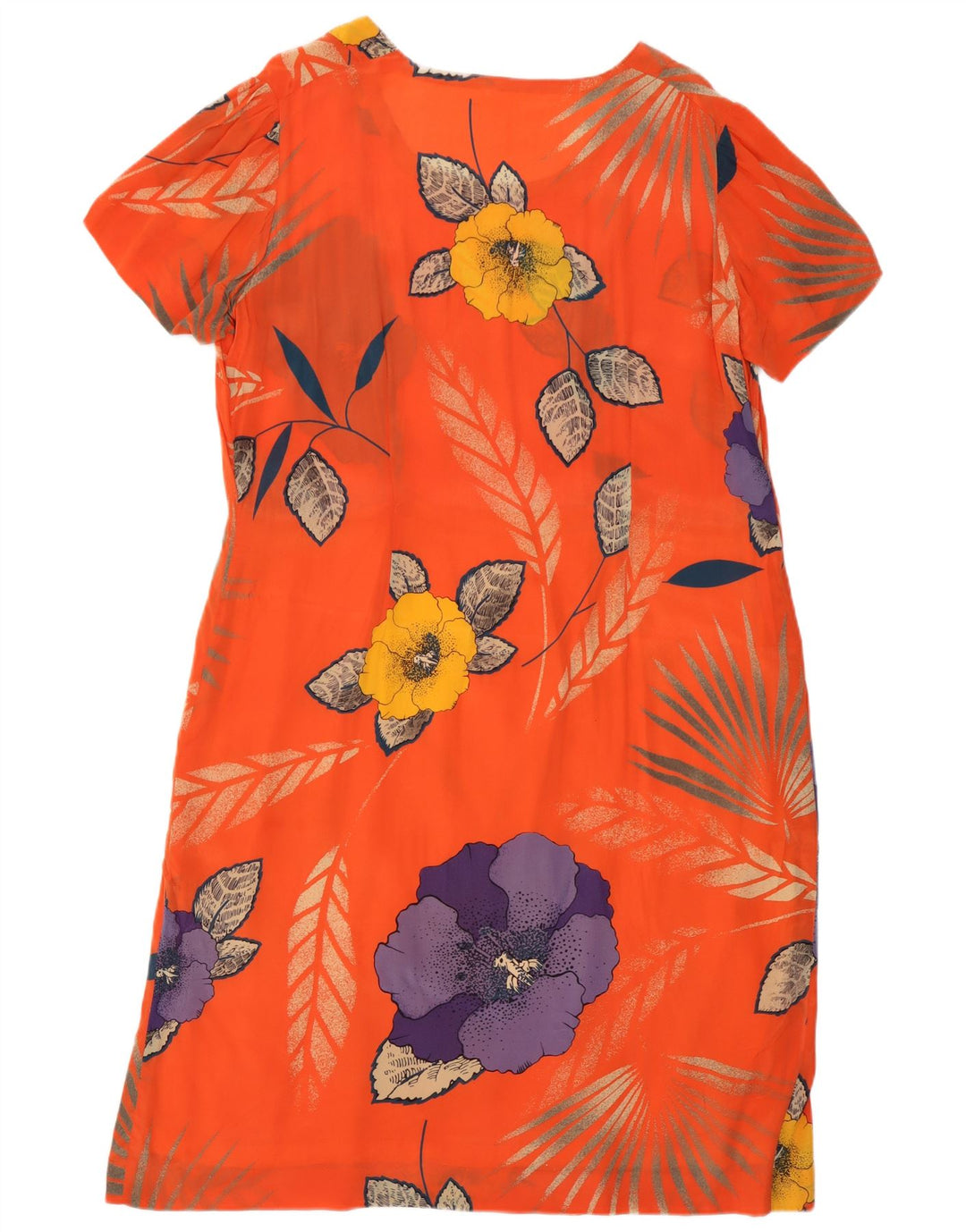 Vintage mujer cambio vestido Reino Unido 12 medio naranja floral