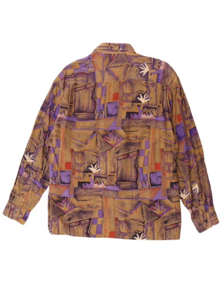 Camisa vintage para hombre grande marrón geométrico