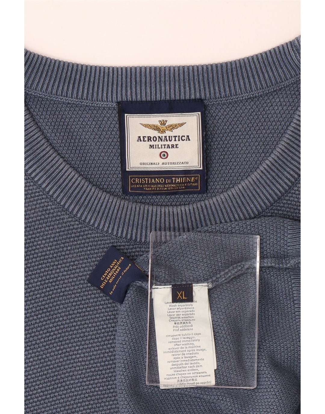 AERONAUTICA MILITARE Jersey Hombre Cuello Redondo XL Algodón Azul