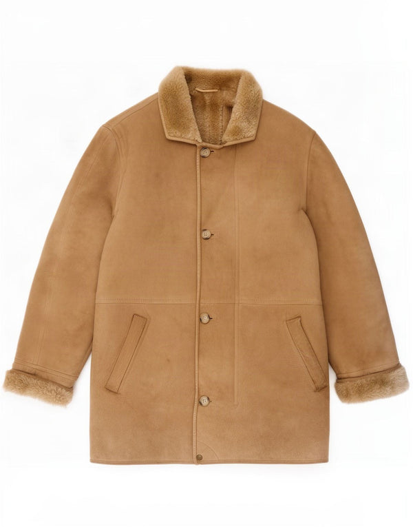 Abrigo vintage de piel de oveja para hombre IT 52 XL Beige
