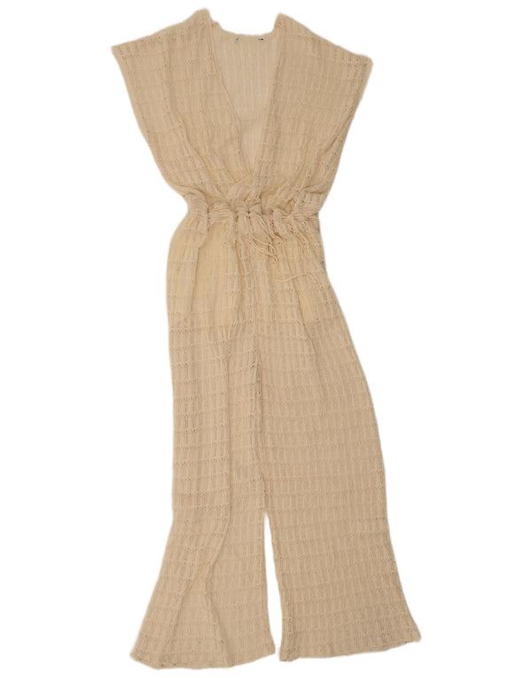 Vintage mujer sin mangas mono Reino Unido 12 Medio Beige