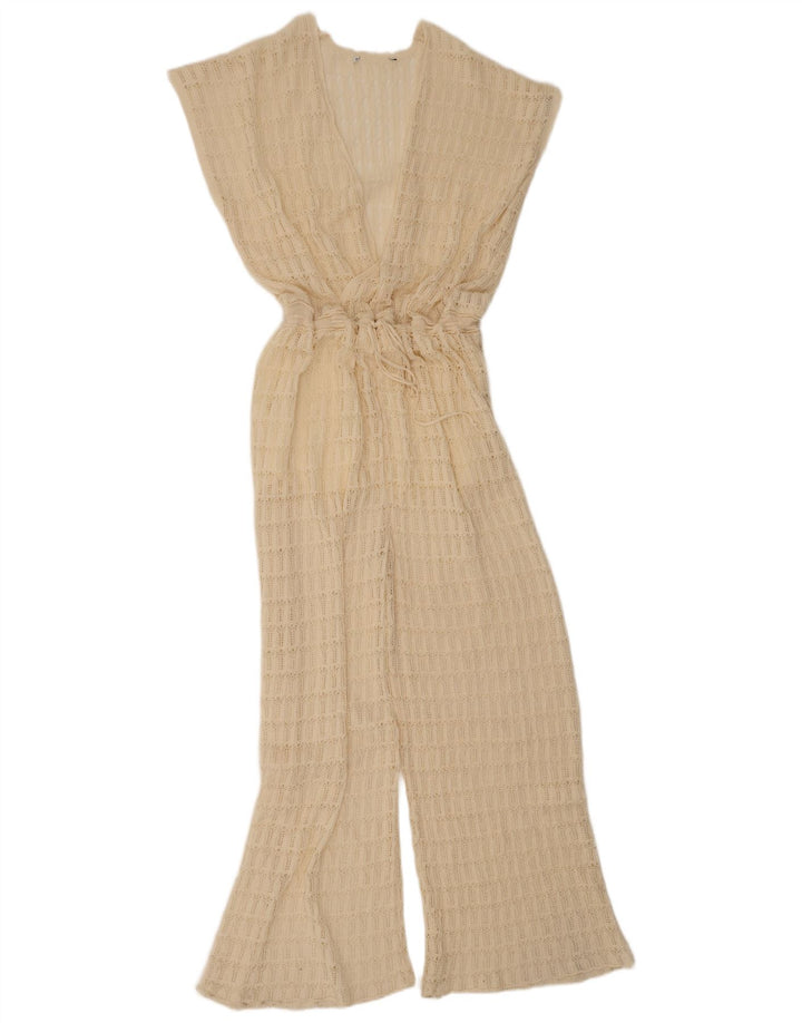Vintage mujer sin mangas mono Reino Unido 12 Medio Beige