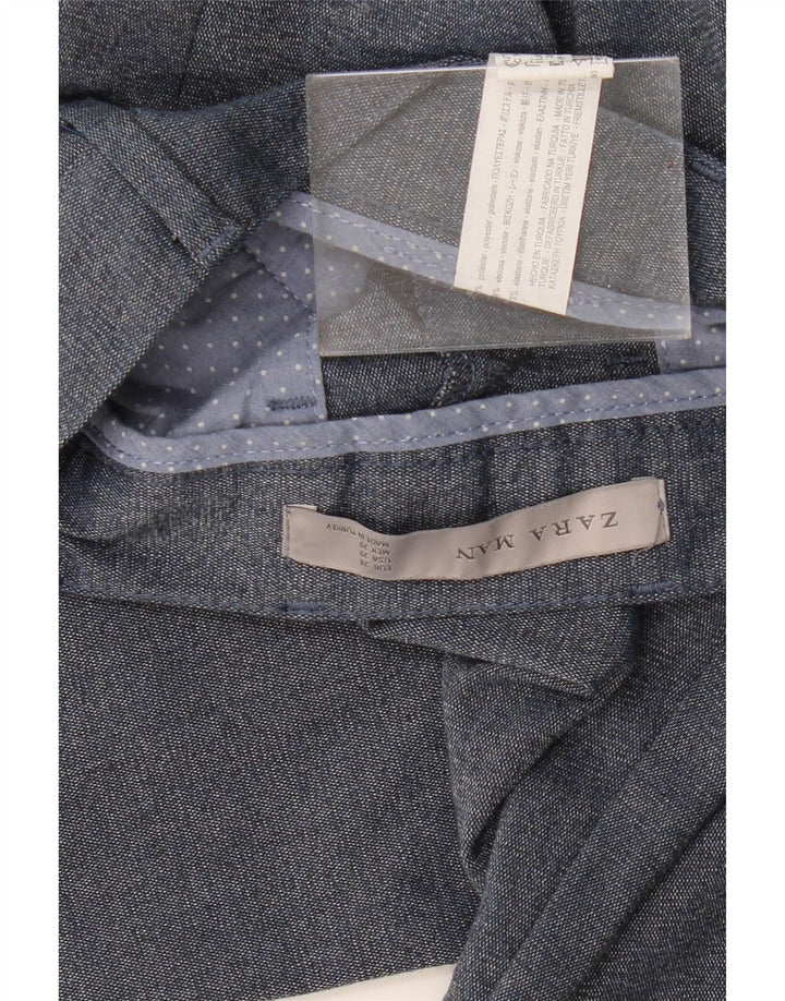 ZARA Pantalón de traje slim para hombre EU 38 Small W30 L28 Azul marino Poliéster