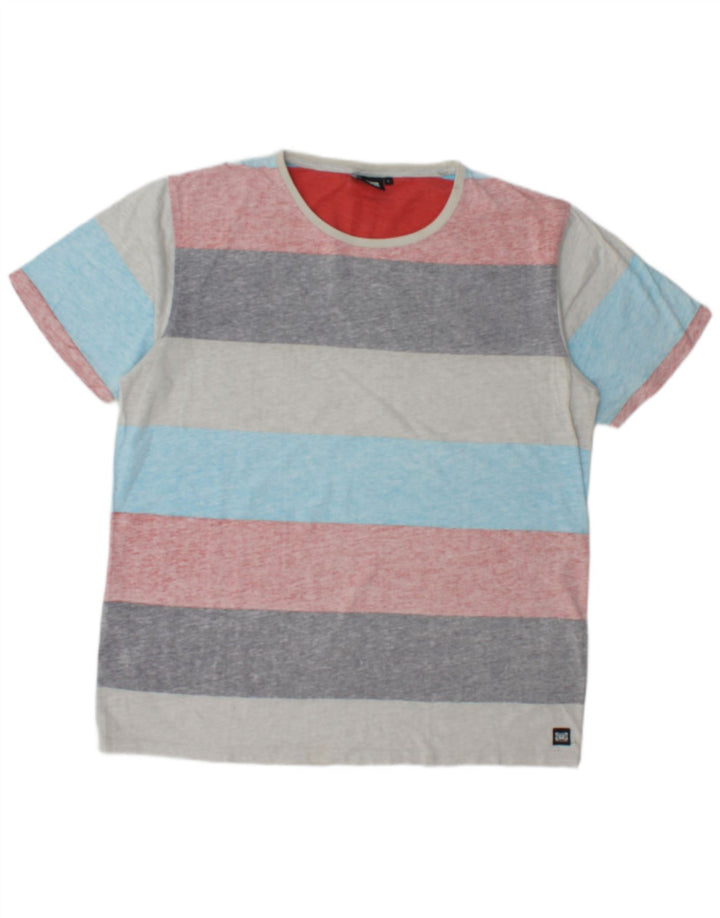 Animal Camiseta para hombre Top grande de algodón a rayas multicolores