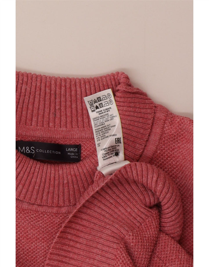 Marks & Spencer Jersey extragrande con cuello vuelto para mujer, talla 40, talla grande, color rosa