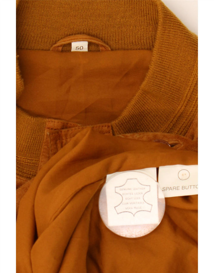 Vintage hombres ante bomber chaqueta EU 50 cuero marrón grande