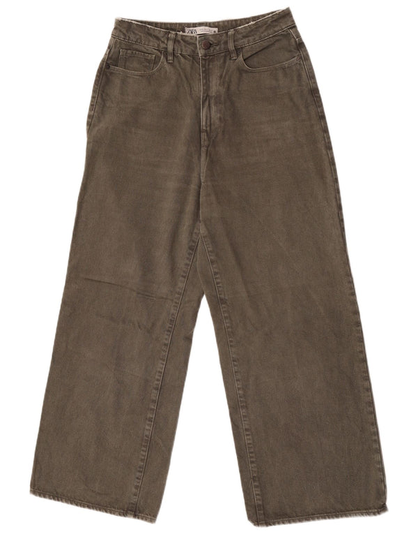 Zara Jeans De Pierna Ancha Para Mujer EU 38 Small W28 L26 Caqui