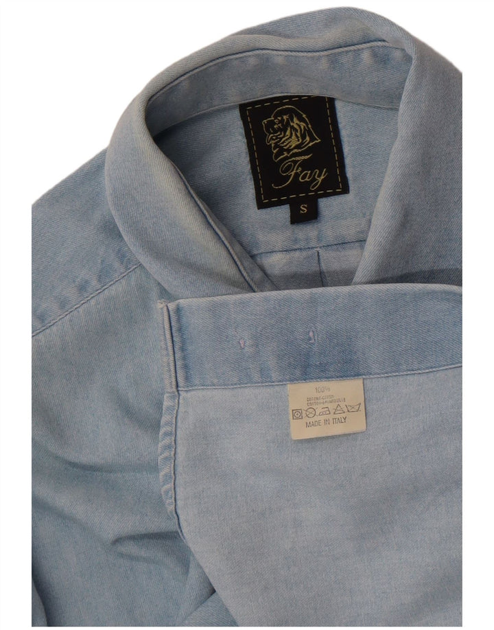 Fay Camisa Vaquera Para Hombre Small Azul Algodón