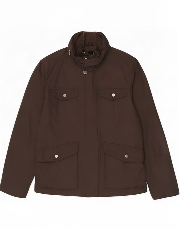 Zara Chaqueta utilitaria con capucha para hombre UK 40 Large Marrón Poliéster