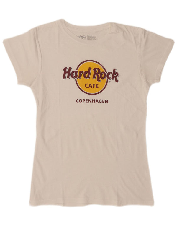 HARD ROCK CAFE Camiseta gráfica Copenhague para mujer Top UK 12 Medium White