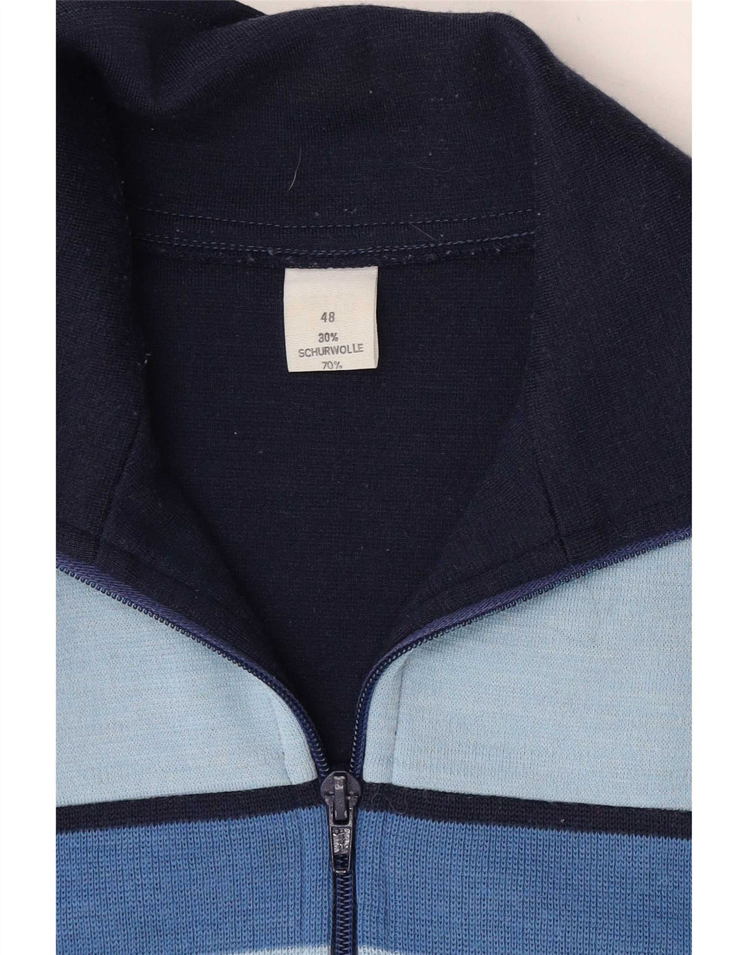 Vintage hombres chándal top chaqueta IT 48 medio azul marino colorblock
