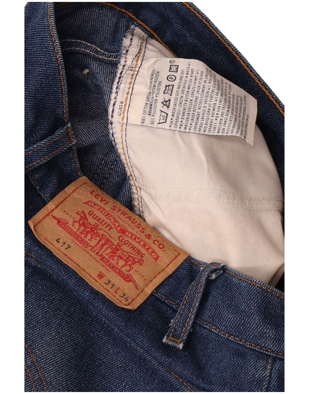 Levi's Hombre 417 Vaqueros Rectos W31 L28 Algodón Azul