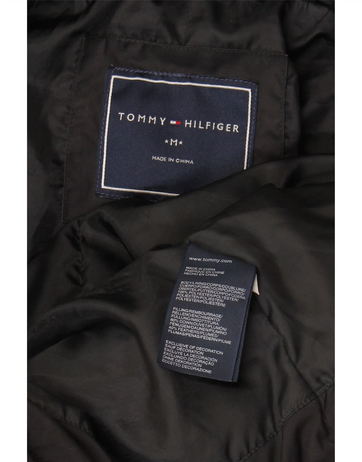 TOMMY HILFIGER Womens Hooded Padded Coat UK 14 Medium Black Polyester Vintage Tommy Hilfiger and Second-Hand Tommy Hilfiger from Messina Hembry 