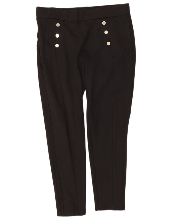 Zara Mujer Crop Slim Casual Pantalones XL W32 L25 Negro Viscosa