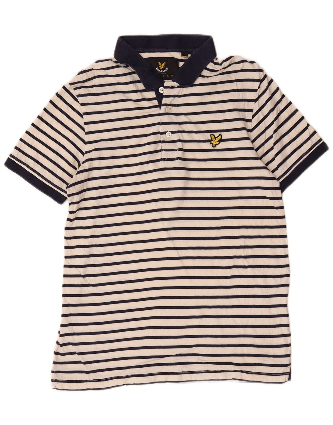 Lyle & Scott Polo de rugby para hombre de algodón a rayas blanco mediano