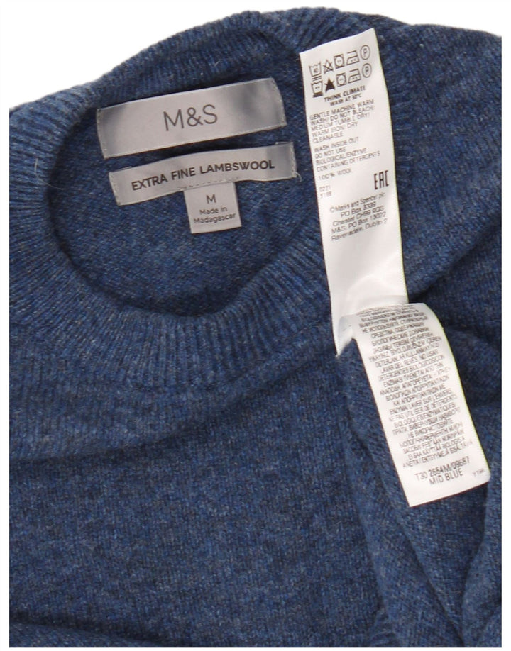 Marks & Spencer Jersey de cuello redondo para hombre de lana azul medio