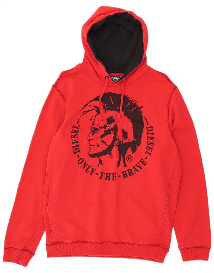 Diesel Hombre Sudadera Con Capucha Gráfica Jersey De Algodón Rojo Medio