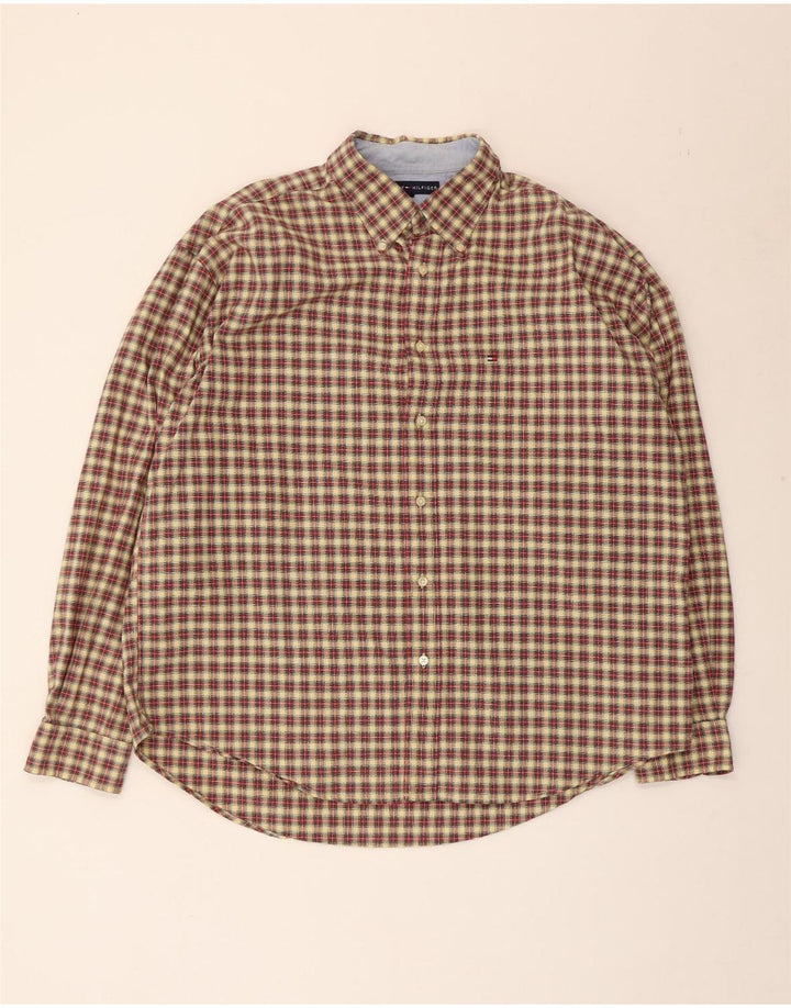Tommy Hilfiger Camisa Hombre XL Beige Cuadros Algodón