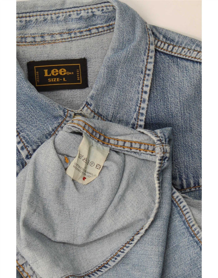 Camisa vaquera Lee para mujer UK 46 Algodón azul grande