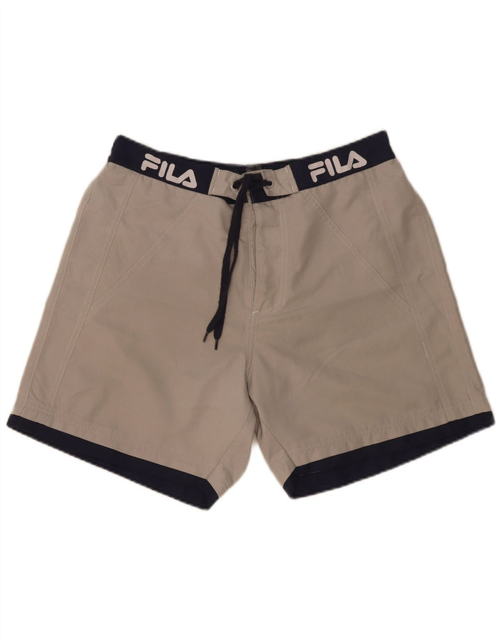 Fila Shorts De Baño Gráfico Para Hombre Poliéster Color Block Gris Medio