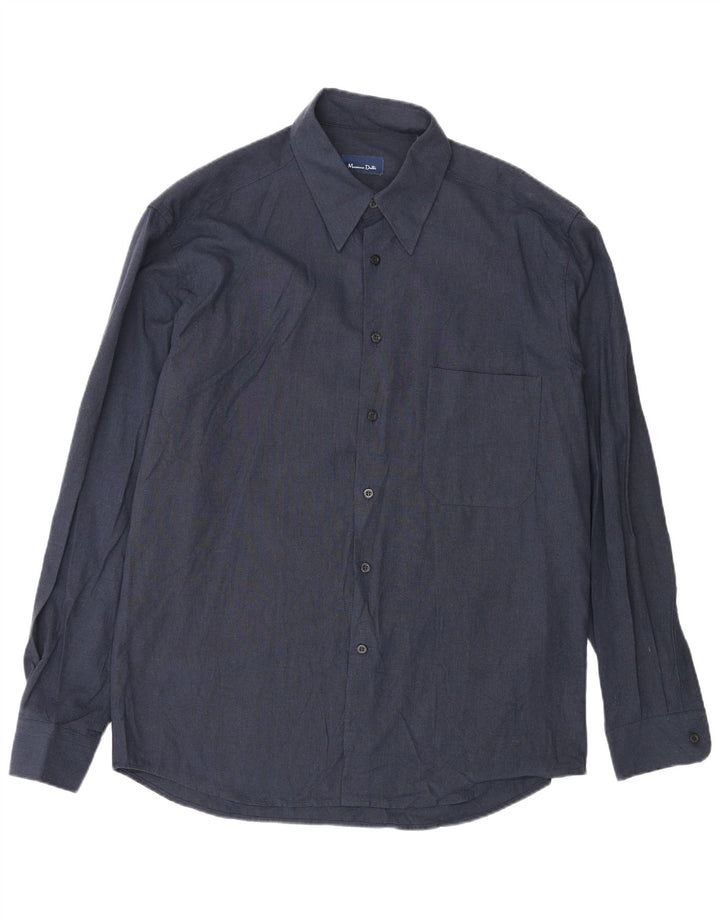 Camisa Massimo Dutti Hombre Talla 42 Grande Viscosa Azul Marino